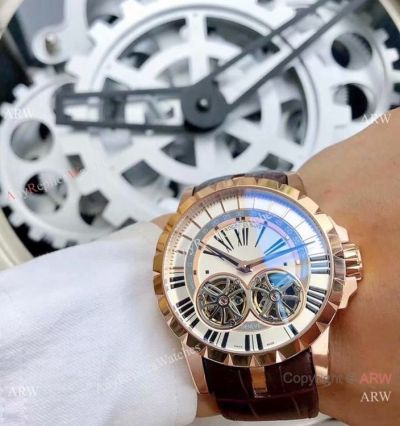 Copy Roger Dubuis Excalibur 46 Watches Rose Gold Double Tourbillon